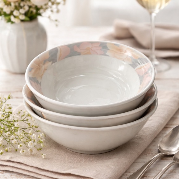 Sara China Pearl Other - Set of 3 Sara China Pearl Bowls – Artland Collection Floral Fine China 1990